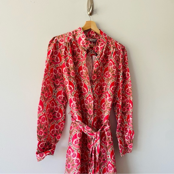 New Zara Linen Floral Button Down Size Medium Midi Dress - Picture 4 of 10